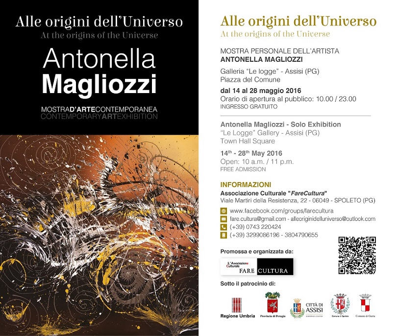 Manifesto Alle origini dell%27Universo - Personale di Antonella Magliozzi - Assisi%2c maggio 2016